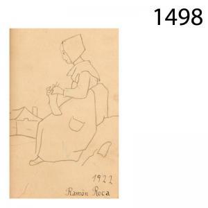 ROCA Ramon 1800-1900,Mujer cosiendo,1922,Lamas Bolaño ES 2015-05-12