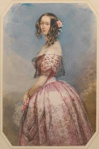 ROCHARD Francois Theodore,A Lady, wearing pink dress, the bodice andskirt la,Sotheby's 2008-05-21