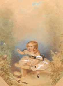 ROCHARD Francois Theodore 1798-1858,A young Girl, wearing white dress trimmed withla,1840,Sotheby's 2008-05-21