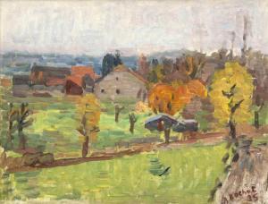 ROCHAT Alexandre 1895-1981,Vue de village,1935,Dogny Auction CH 2014-03-18