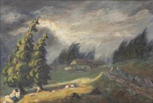 ROCHAT TELL 1898-1939,Paysage du Jura sous la tempête,Dogny Auction CH 2020-07-07