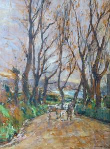 ROCHE Alexander Ignatius 1861-1921,WOODLAND PASSAGE WITH HORSE AND CART,Great Western GB 2022-12-09