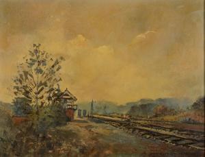 ROCHESTER L.S,Landscape with Railway Signal,1974,David Lay GB 2017-10-26