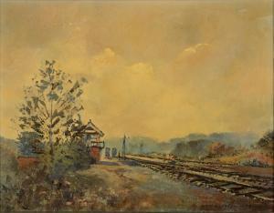 ROCHESTER L.S,Landscape with Railway Signal,1974,David Lay GB 2018-01-25