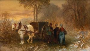 ROCHUSSEN Charles 1824-1894,Travellers with a horse and cart in a wooded lands,Venduehuis 2023-11-15