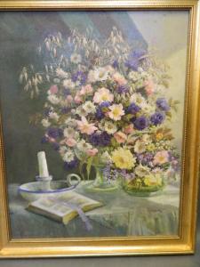 ROCKINGHAM J,still life with two glass vases and flowers on a t,Crow's Auction Gallery 2017-05-10