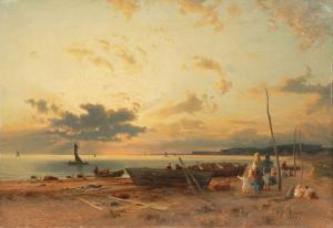 RODDE Carl Gustav 1830-1906,Strand im Abendrot,1868,Stahl DE 2023-09-23