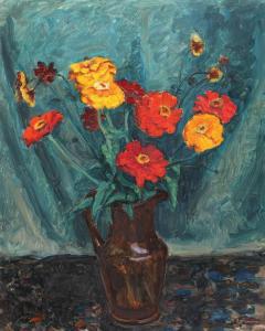 RODICA Maniu 1890-1958,Zinnia Flowers,Artmark RO 2019-06-11