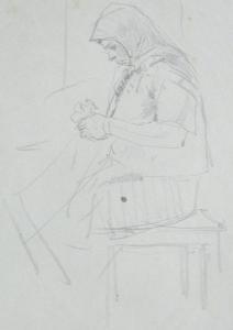 Rodins Aleksandrs 1922-2001,Woman in scarf,1953,Antonija LV 2017-09-04