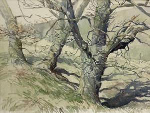 Rodmell Herbert 1913-1994,Oak Trees in Bransdale North Yorkshire,David Duggleby Limited 2022-02-19