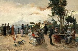 RODRIGO Eugenio Oliva 1852-1925,Terrazza sul golfo di Napoli,1874,Errico casa d'aste IT 2022-11-26