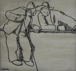 RODRIGUEZ CASTELAO Alfonso 1887-1950,Dos personajes con sombrero,Alcala ES 2019-03-27