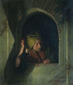 RODRIGUEZ Y GARCIA J,“Mujer en la ventana con candil”,1874,Goya Subastas ES 2010-02-15
