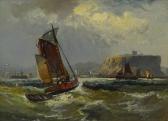 ROE Robert Ernest 1852-1921,Fishing Boats off the Castle Headland Scarb,1887,David Duggleby Limited 2018-03-23