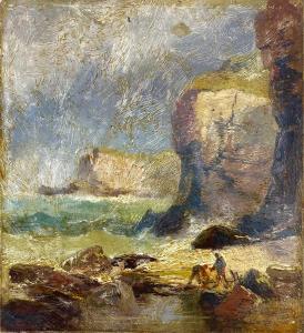 ROE Robert Ernest 1852-1921,Sketch. From Scalby Mill. North Shore Scarborough,David Lay 2022-11-03