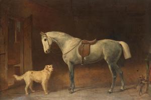 ROE Robert Henry 1793-1880,A grey and two dogs in a stable,1862,Bonhams GB 2022-02-15