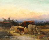 ROE Robert Henry 1822-1905,Cattle and donkeys at sunset,Bonhams GB 2007-02-27