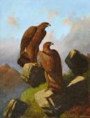ROE Robert Henry 1822-1905,two golden eagles perched upon rocks,Charterhouse GB 2010-01-22