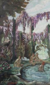 ROECKLIN Paul 1882-1956,Figures Bathing under Wisteria Flowers,Wright Marshall GB 2018-11-06