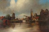 ROELOFS 1800-1800,Dutch canal scene,Mallams GB 2012-02-16