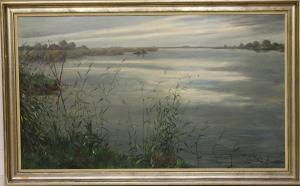 ROELOFS Willem Elisa 1874-1940,Plasgezicht met vissers bij de rietkraag,Venduehuis NL 2015-07-01