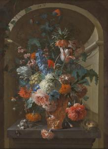 ROEPEL Coenraet 1678-1748,Nature morte aux bouquet de fleurs et nid d'oiseau,Christie's 2023-06-16