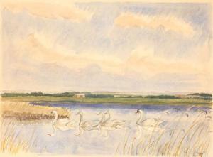 ROESGAARD Christen,A family of swans,1949,Bruun Rasmussen DK 2020-01-20
