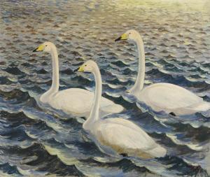 ROESGAARD Christen,Scenery with swans,1943,Bruun Rasmussen DK 2022-10-25