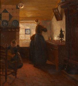 ROESSINGH Louis Albert 1873-1951,Mère et enfant dans un intérieur,Horta BE 2019-05-27