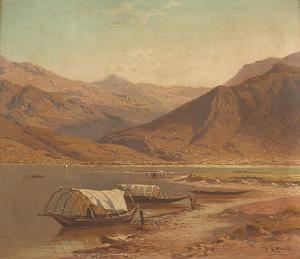 ROFFIAEN Jean François Xavier 1820-1898,Barques sur fond de paysage montagneux,Horta BE 2017-05-22