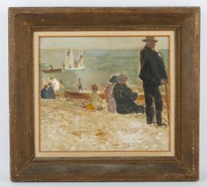 ROGERS Claude 1907-1979,beach scene with figures to foreground,1937,Ewbank Auctions GB 2022-09-22