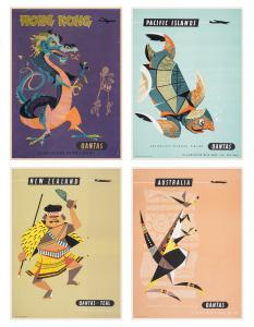 ROGERS HARRY,Collection of 15 Original Qantas Travel Posters Fi,1952-1954,Forum Auctions 2024-03-12