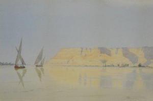 ROGERS J.C,barges at sail upon the Nile with sun setti,1911,Fieldings Auctioneers Limited 2012-01-14