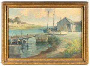 ROGERS Wendell M. 1890-1973,Fishing shacks, likely Oyster River, Chatham, Mass,Eldred's 2024-04-05