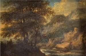 ROGHMAN Roeland 1597-1686,Rochers et grands arbres près d’’une cascade,Millon & Associés 2016-12-14