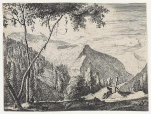 ROGHMAN Roeland 1597-1686,Rocky landscape with cross and shepherd,1650,Palais Dorotheum 2012-11-08