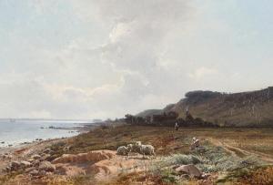 ROHDE Frederik Niels M,View from Hellebæk towards Kronborg Castle,1853,Bruun Rasmussen 2024-02-19