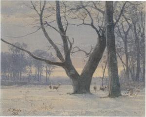 ROHDE Frederik Niels M 1816-1886,Winterlandschaft mit Rehen,Galerie Bassenge DE 2023-12-01