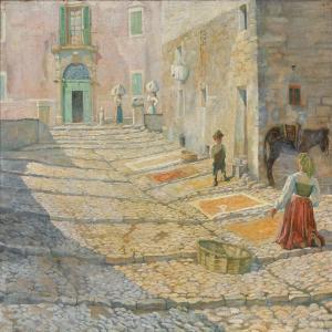 ROHDE Johan Gudmann,Scene from Palazzo Ferrante in Civita d'Antino,Bruun Rasmussen 2016-04-25