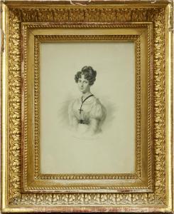 ROHL Maria 1801-1875,Porträtt föreställande Friherrinnan Ulla Sprengtpo,Uppsala Auction 2019-04-09