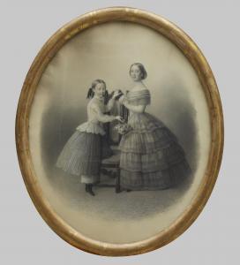 ROHL Maria,Porträtt föreställande Nina och Herta Rönquist. Si,1859,Uppsala Auction 2012-08-27