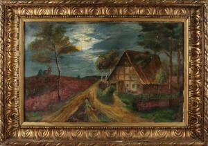 Rohreich A,Landscape with half-timbered house by moonlight,1925,Twents Veilinghuis NL 2018-04-20