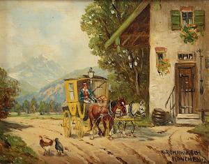 ROHRHIRSCH Karl 1875-1954,Postkutsche vor einem Bauernhaus,Von Zengen DE 2021-09-10