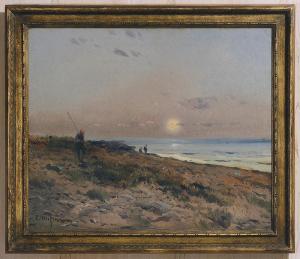 ROIG Eliseo Meifren y 1856-1949,Figures on a Moonlit Beach,Brunk Auctions US 2016-01-15