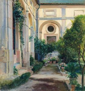 ROIG Eliseo Meifren y 1856-1949,The courtyard garden,Christie's GB 2015-06-15