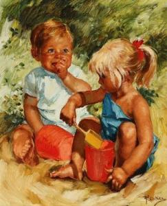 ROKA Charles 1912-1999,Two children,Bruun Rasmussen DK 2021-01-19