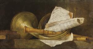 ROLAND DE LA PORTE Henri Horace 1724-1793,NATURE MORTE AUX INSTRUMENTS À VENT ET PARTITIO,Sotheby's 2014-03-25