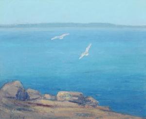 Rolfsted Bernhard Daniel 1905,Coastal scenery with flying seagulls,Bruun Rasmussen DK 2020-11-17
