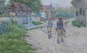 ROLLASON W A 1884-1899,Farm workers on country lane,1886,Golding Young & Mawer GB 2015-09-23