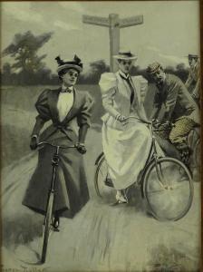 ROLLER George Conrad 1858-1941,lady cyclists,Burstow and Hewett GB 2018-04-26